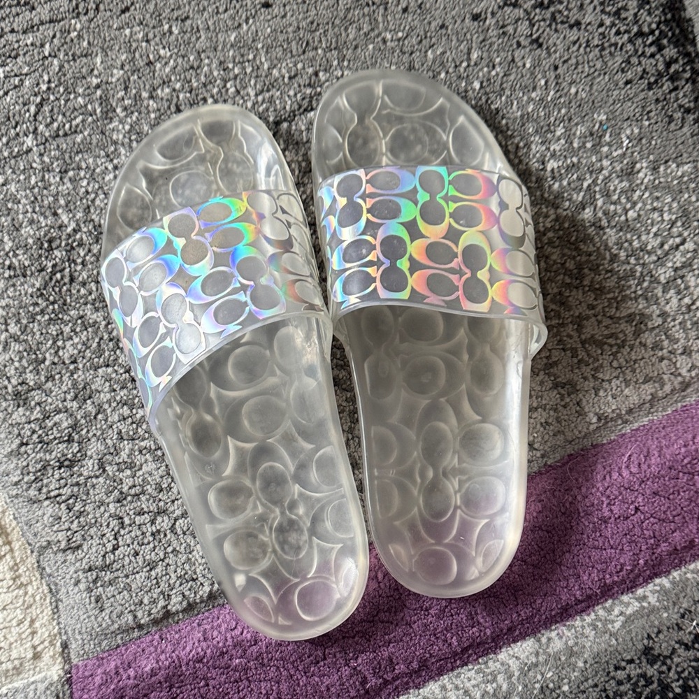 Coach Transparent Patterned Slide Sandals